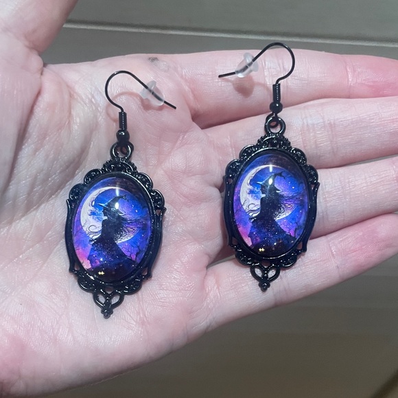 Hand Crafted Jewelry - Witch & Moon Cameo Earrings